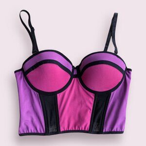 Pink Purple Crop Bustier Corset Lingerie Adjustable Small Burning Man Festival